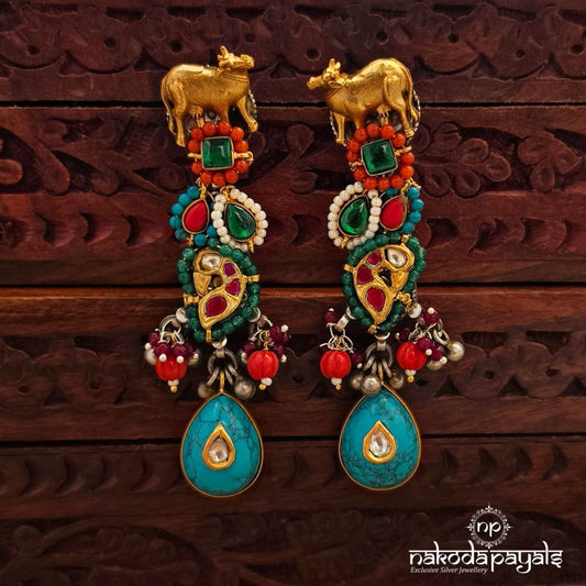 Nandi Pearl Torquoise Chandbali (C4146)