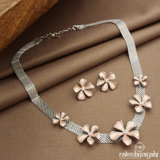 Graceful Floral Neckpiece With Earrings (St3832)