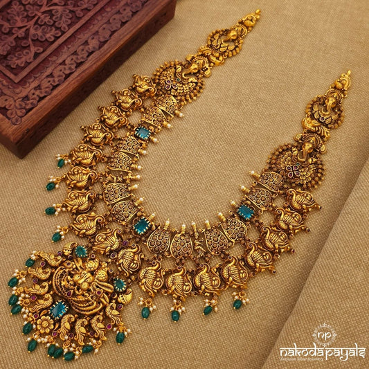 Greenish Peacocks Pearly Neckpiece (Gn10545)