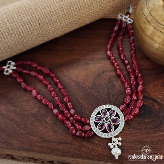 Circular Pearled Drop Choker (N10655)