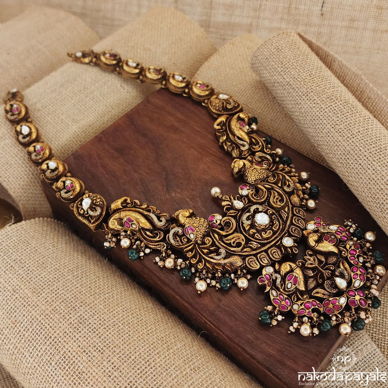 Peacock Charm Moissanite Neckpiece (Gn8412)