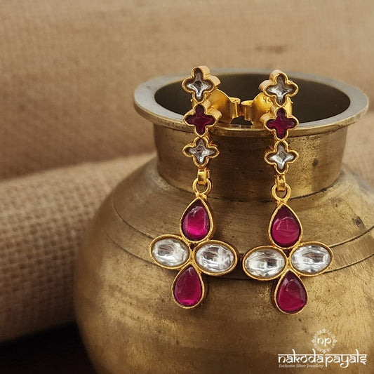 Pink & White Kundan Earrings (Ge9073)