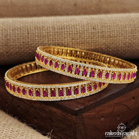 Pink Oval  CZ Bangles (Gk3020)
