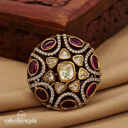 Pink Oval Finger Ring (F2953)