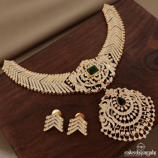 Elegant Sparkling Neckpiece With Earrings (Gn9781)