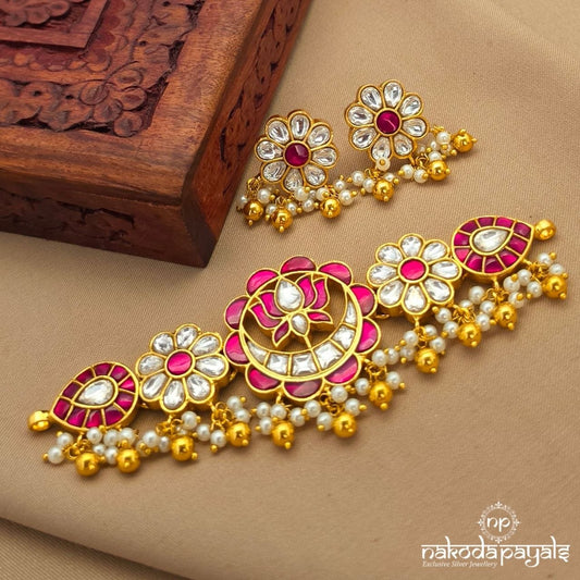 Kundan Lotus Choker With Earrings (Gn10366)