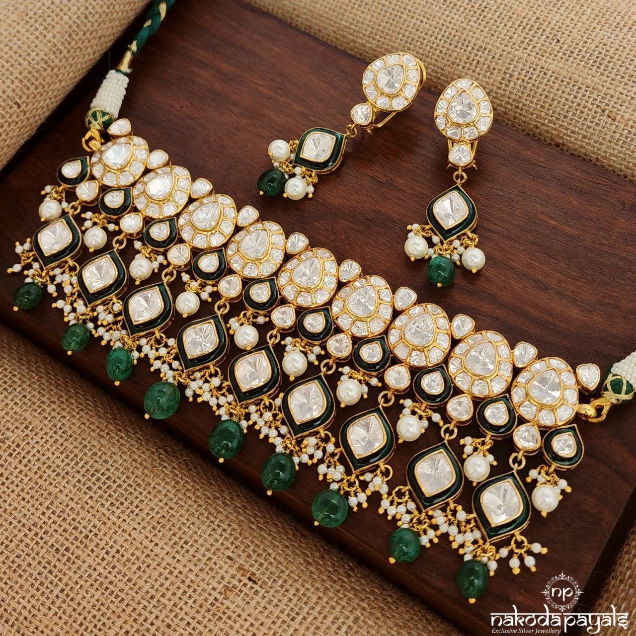 Grand Moissanite Choker With Earrings (Gn9008)