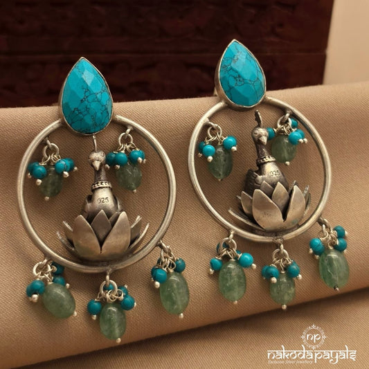 Torquoise Pearl Oxidised Chandbali (C4125)