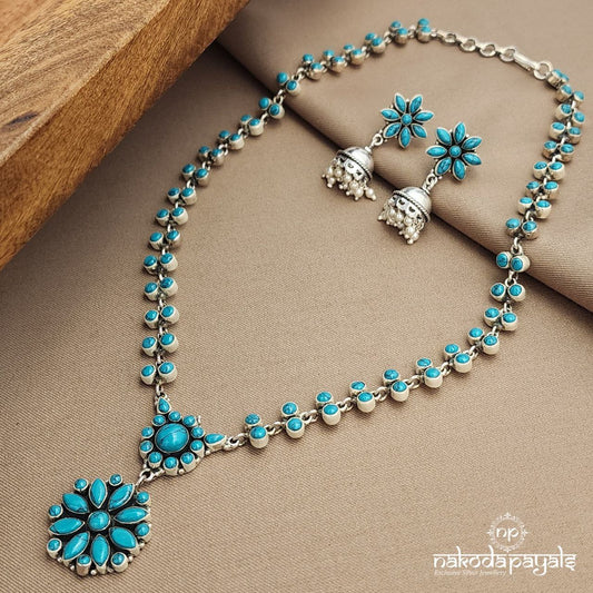Turquoise Neckpiece With Earrings (N11054)