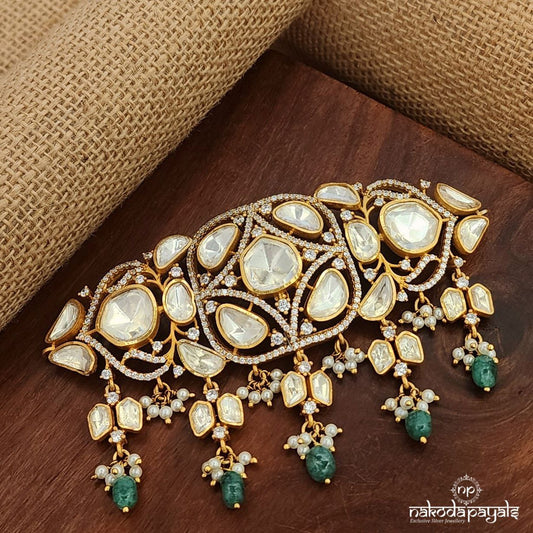 Moissanite White Green Drops Neckpiece (Gn9585)