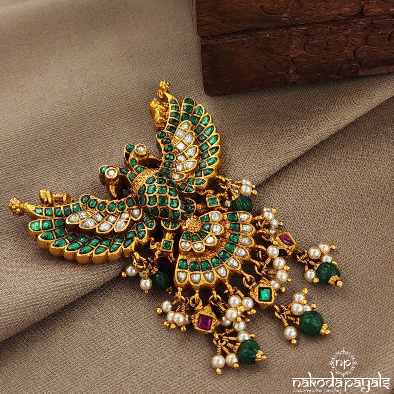 Green Gandaberunda Reversible Pendant (Gp2146)