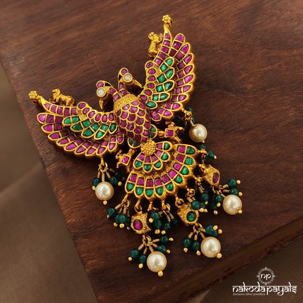 Pearled Gandaberunda Reversible Pendant (Gp2147)