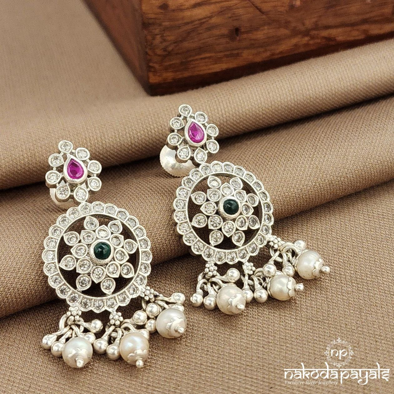 Multicolor Pearled Drop Earrings (C3796)