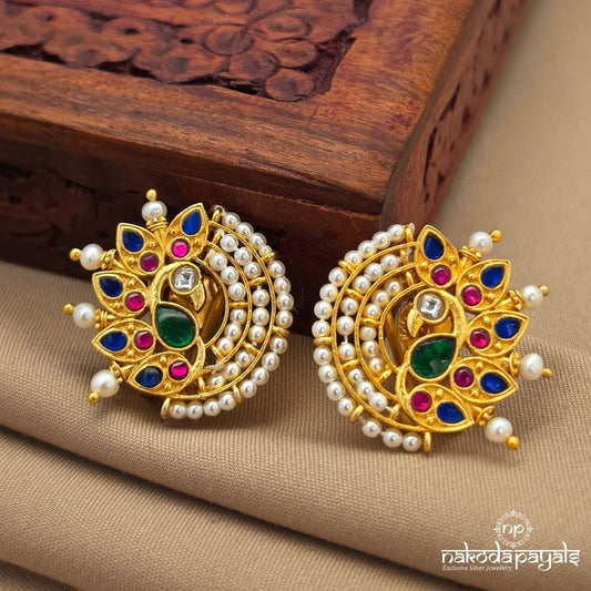 Blue  Pearl Peacock Studs (Ge10886)