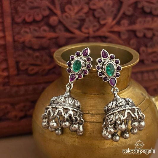 Openable Pink & Green Jhumka (J1568)