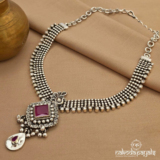Red Squarish Drop Neckpiece (N11888)