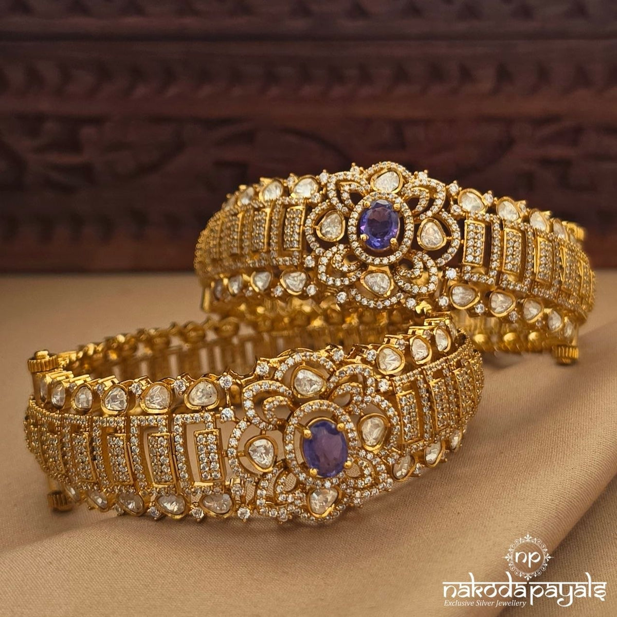 Amethyst CZ Kada Pair (Gk3390)