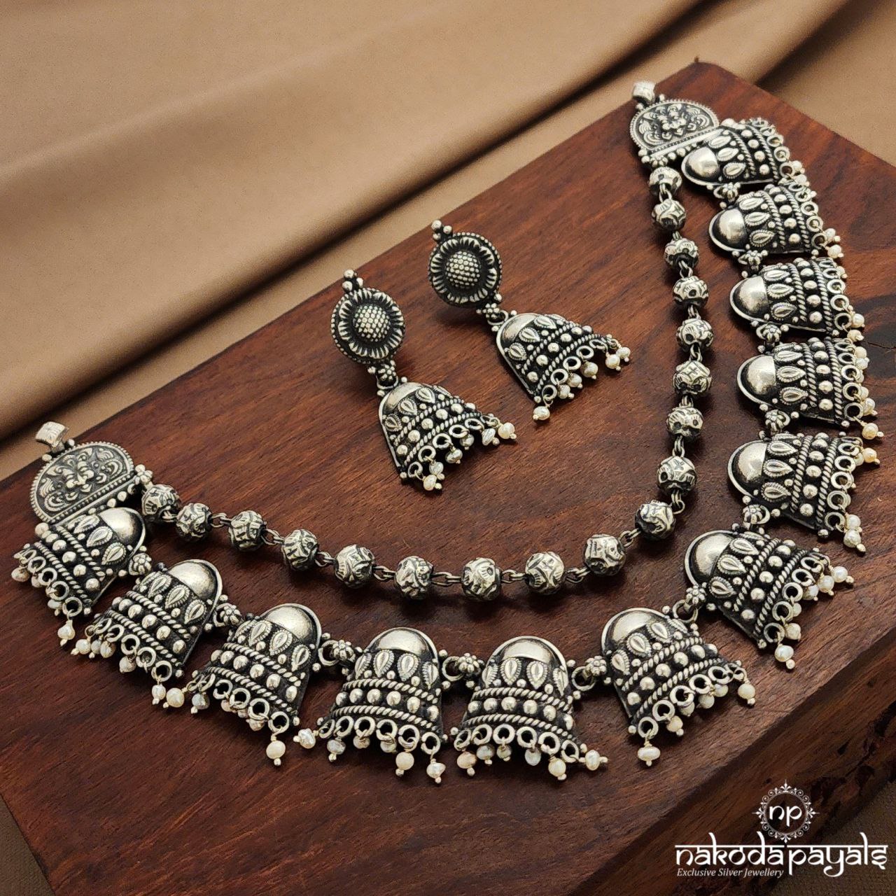 Layer Jhumka Neckpiece With Earrings (N11404)