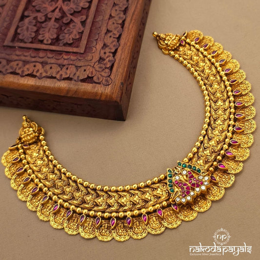 Twin Peacock Lakshmi Coin Neckpiece (Gn10655)