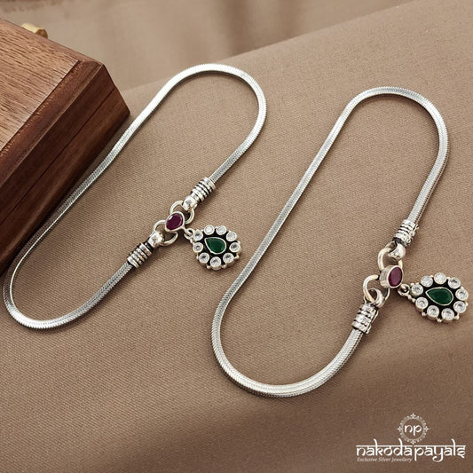 Green Drop Snake Chain Anklets (A6491)