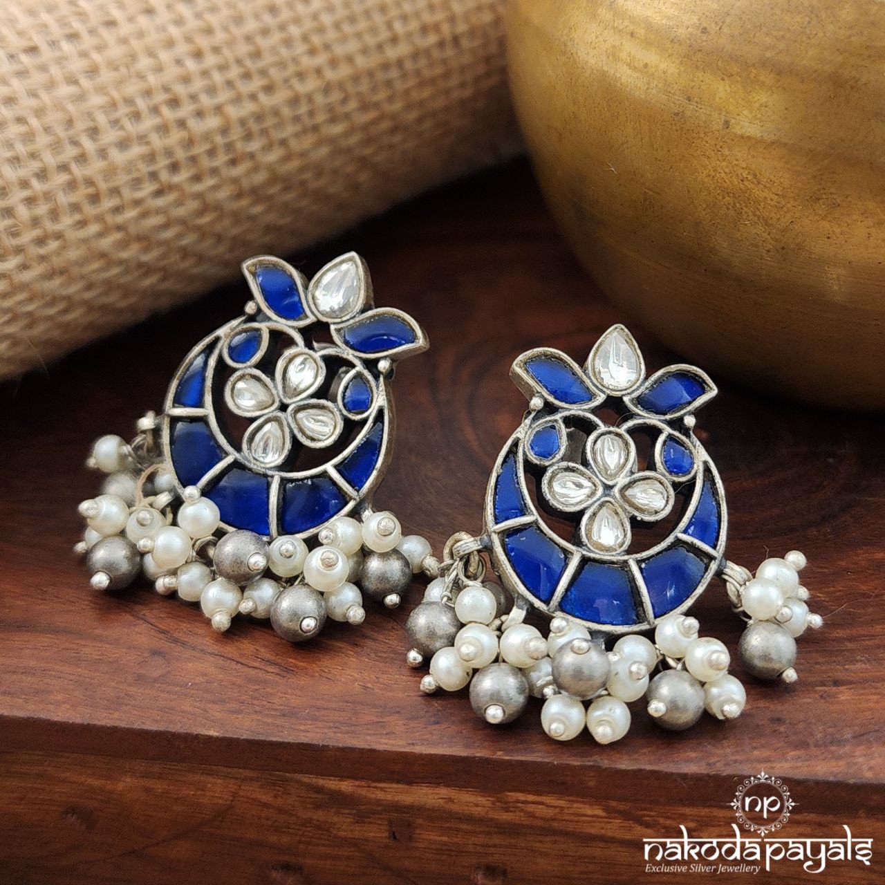 Royal Blue Chandbali (C3211)
