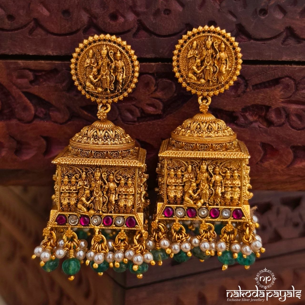 Squarish Ram Parivar Jhumka (Ge11205)