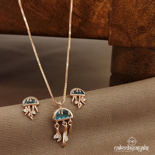 Rose Gold JellyFish Pendant Set (St3887)