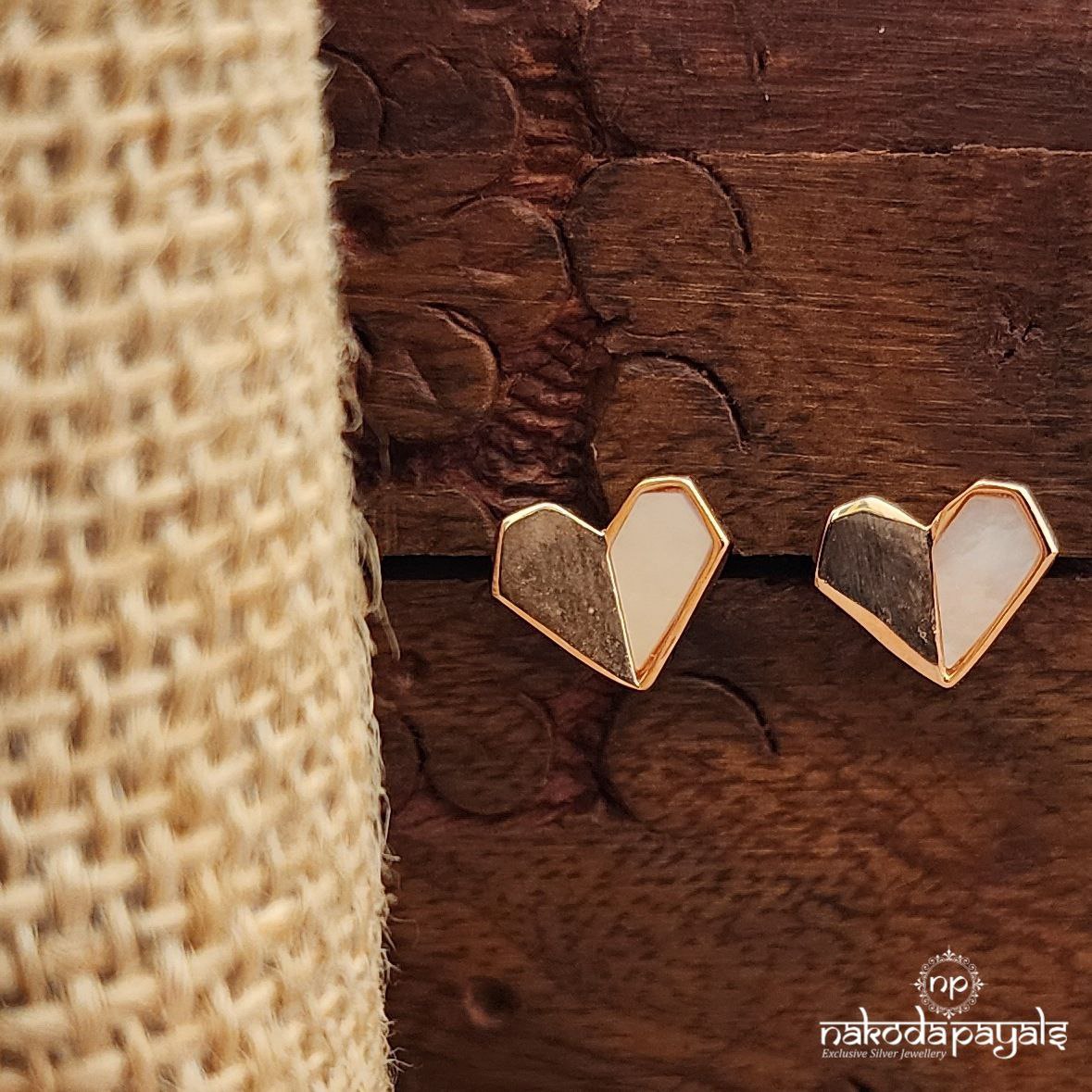 Rose Gold  Heart MOP Earrings (St3695)