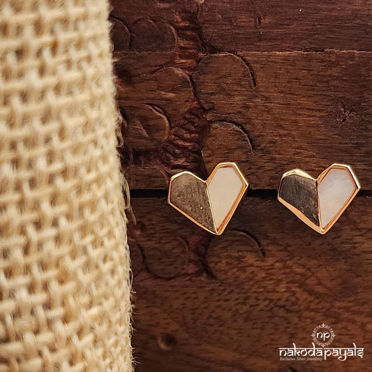 Rose Gold  Heart MOP Earrings (St3695)