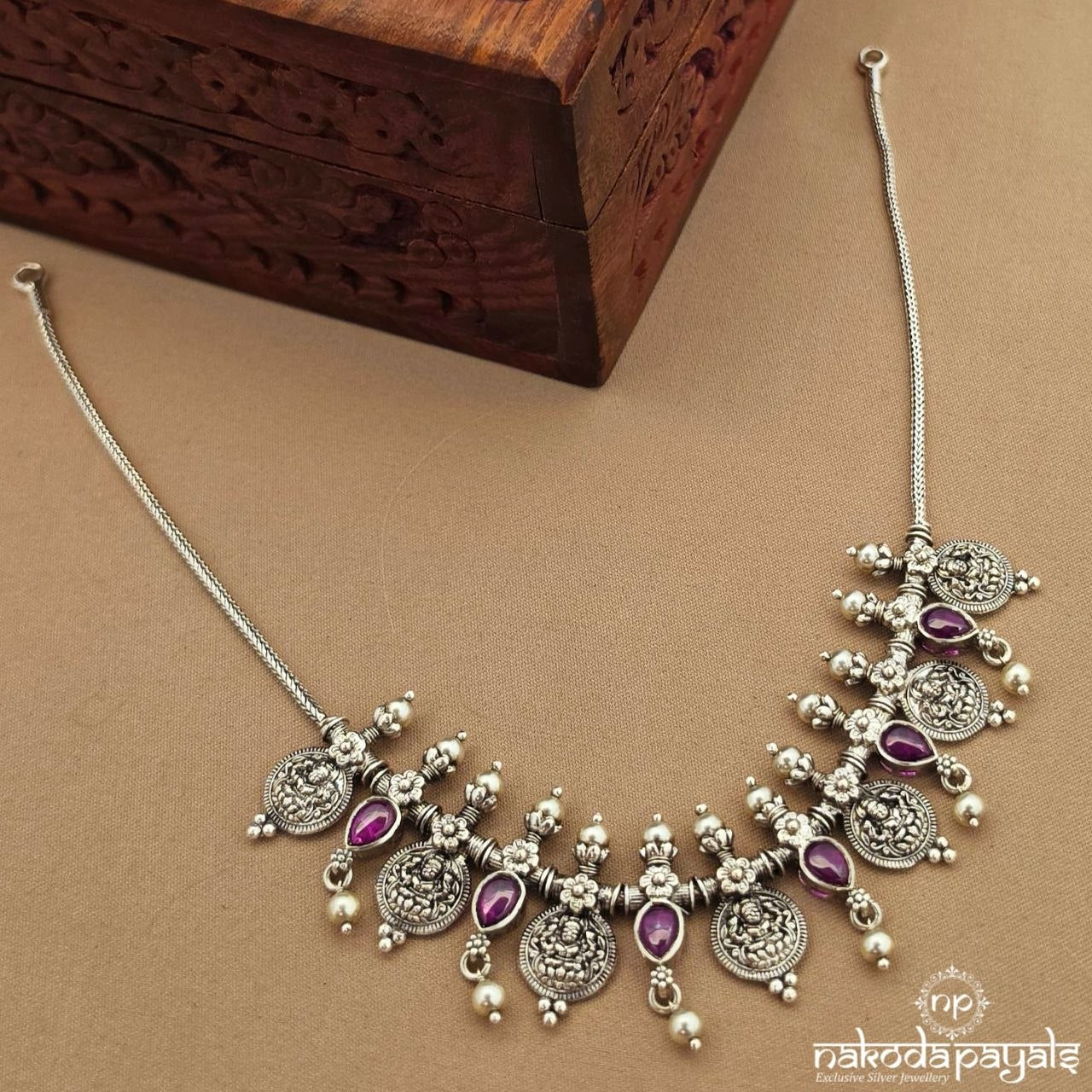 Pink Pearl Lakshmi Kasu Neckpiece (N12082)