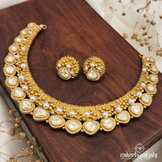 Glorious Moissanite Neckpiece With Earrings (Gn8633)