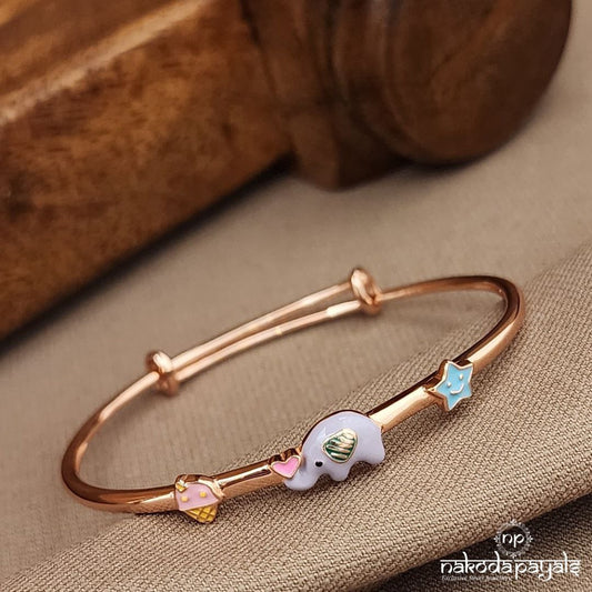 Rose Gold Purple Elephant Single Kada (Ka9420)