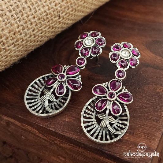 Floral Pink Drop Earrings (C3750)