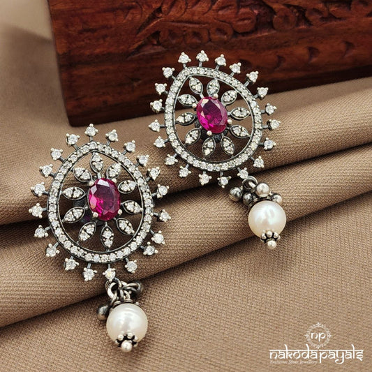 Pearled Drop CZ  Earrings (C3925)