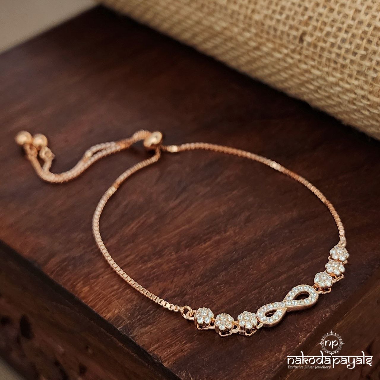 Rose Gold Infinity Adjustable Bracelet (St3723)