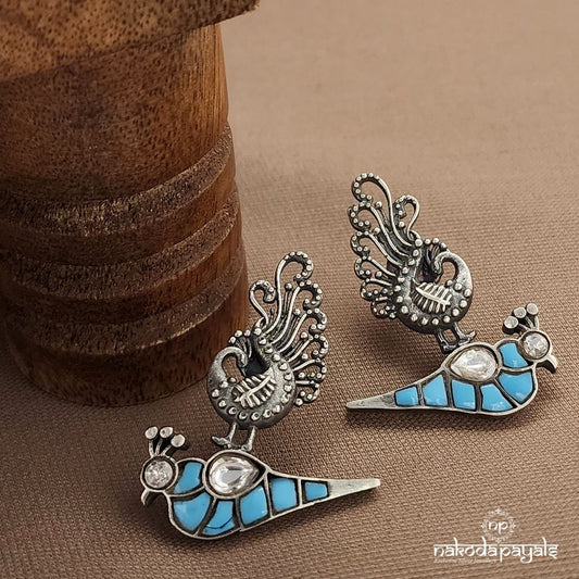 Turquoise Peacock Earrings (C3681)