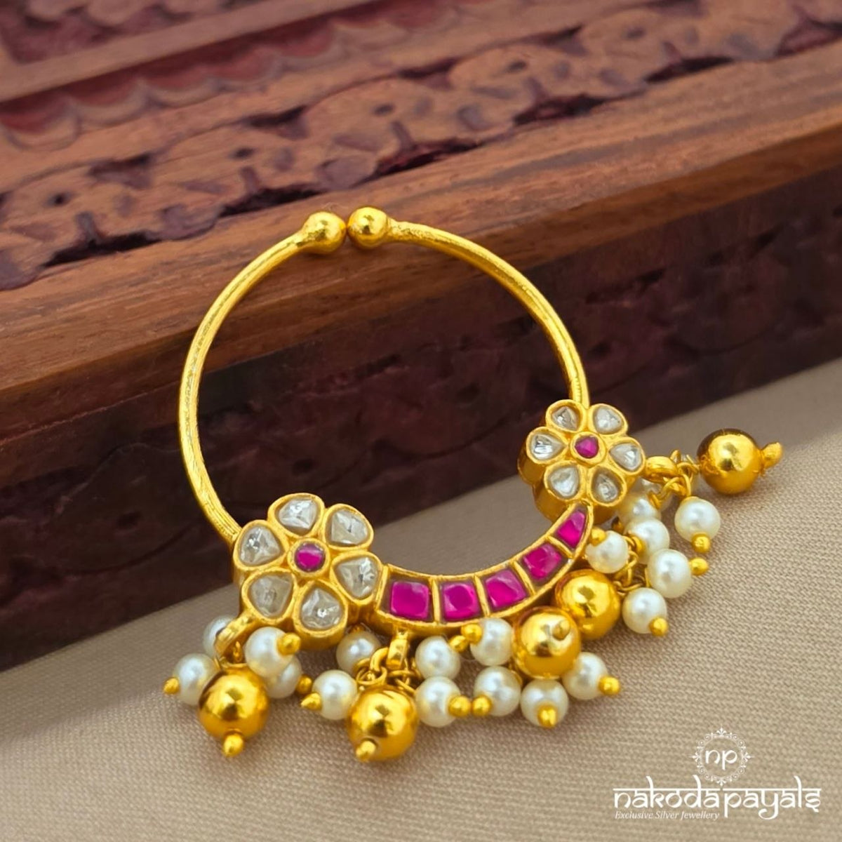 Pink Floral Pearl Nath (Np796)