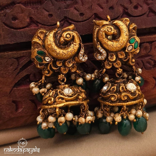 Eye-Catching Peacock Floral  Jhumka (Ge11323)