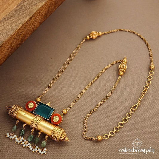 Tribal Coral & Green Neckpiece (Gn9542)