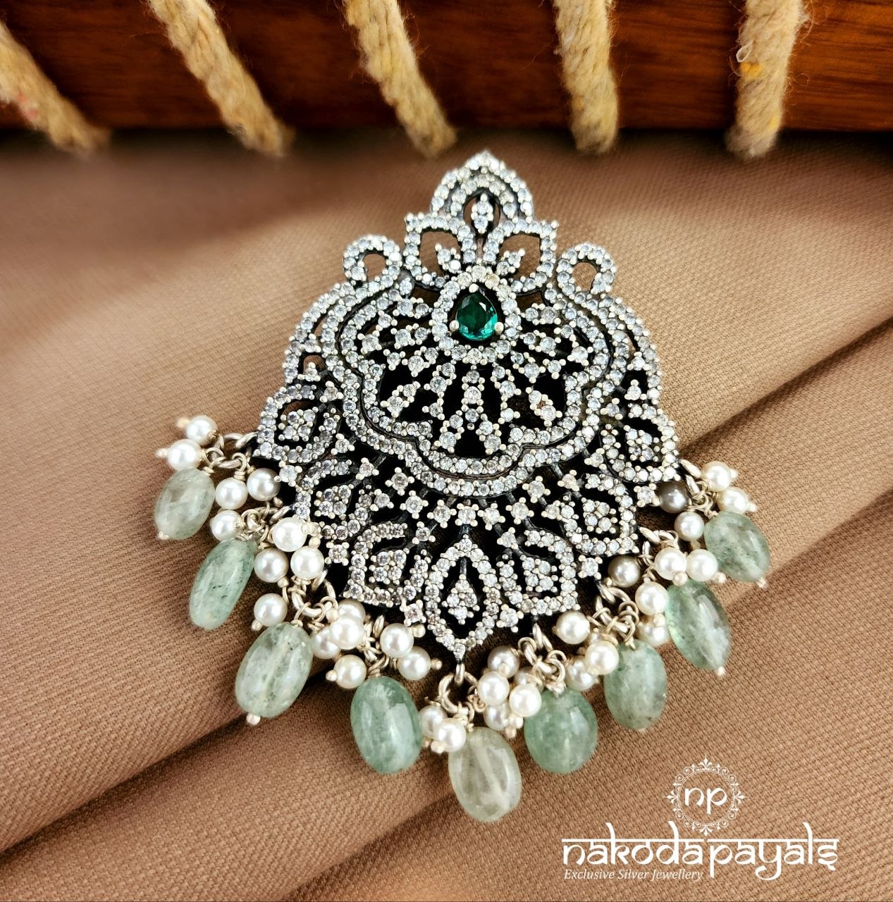 CZ Green Drop Pendant (P2588)