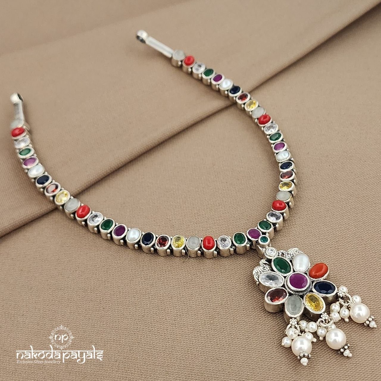 Reversible Navaratna & Green Neckpiece (N11190)