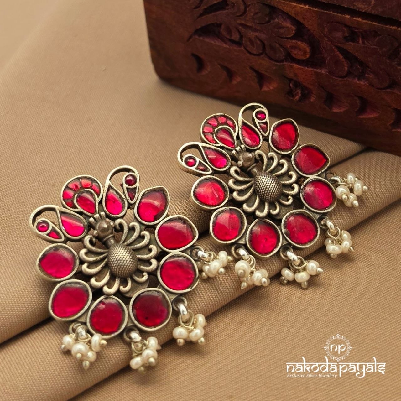 Pearly Peacock Studs (S4132)