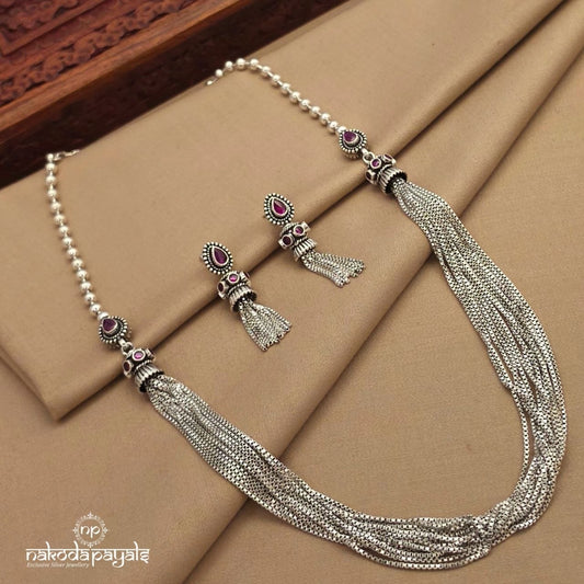 Gorgeous Pink Neckpiece With Earrings (N11874)