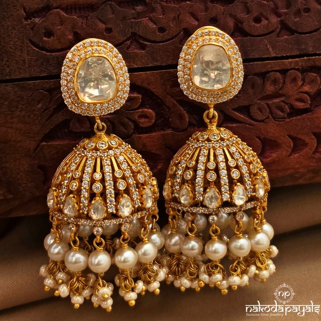 Pearly Moissanite Jhumka (Ge11420)