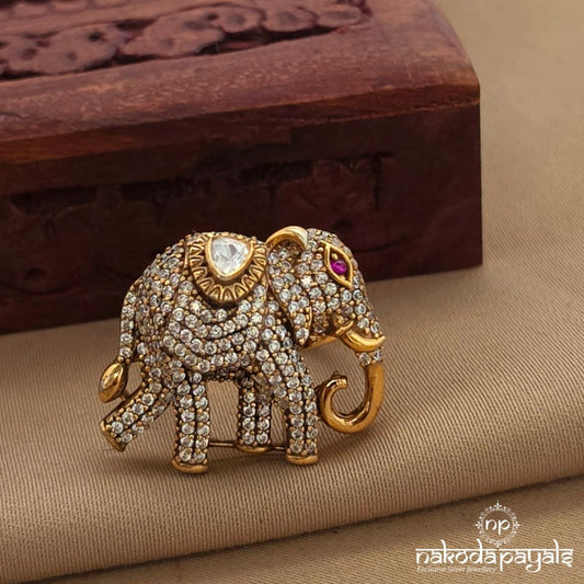 Elephant Moissanite Finger Ring (F2961)