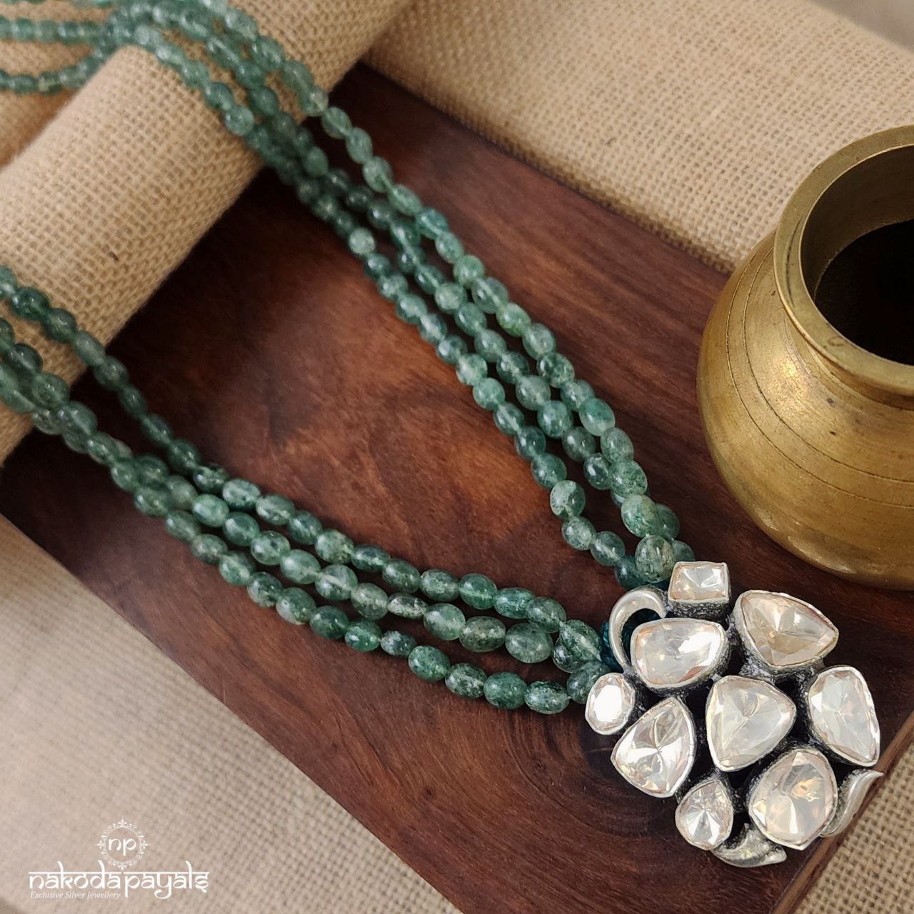 Green Beaded Moissanite Neckpiece (N10645)