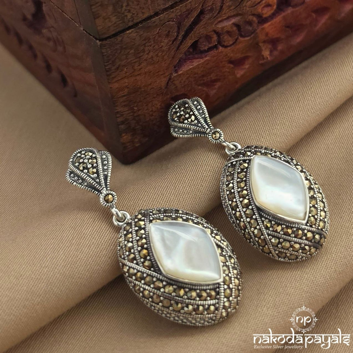 MOP Marcasite Earrings (St4172)