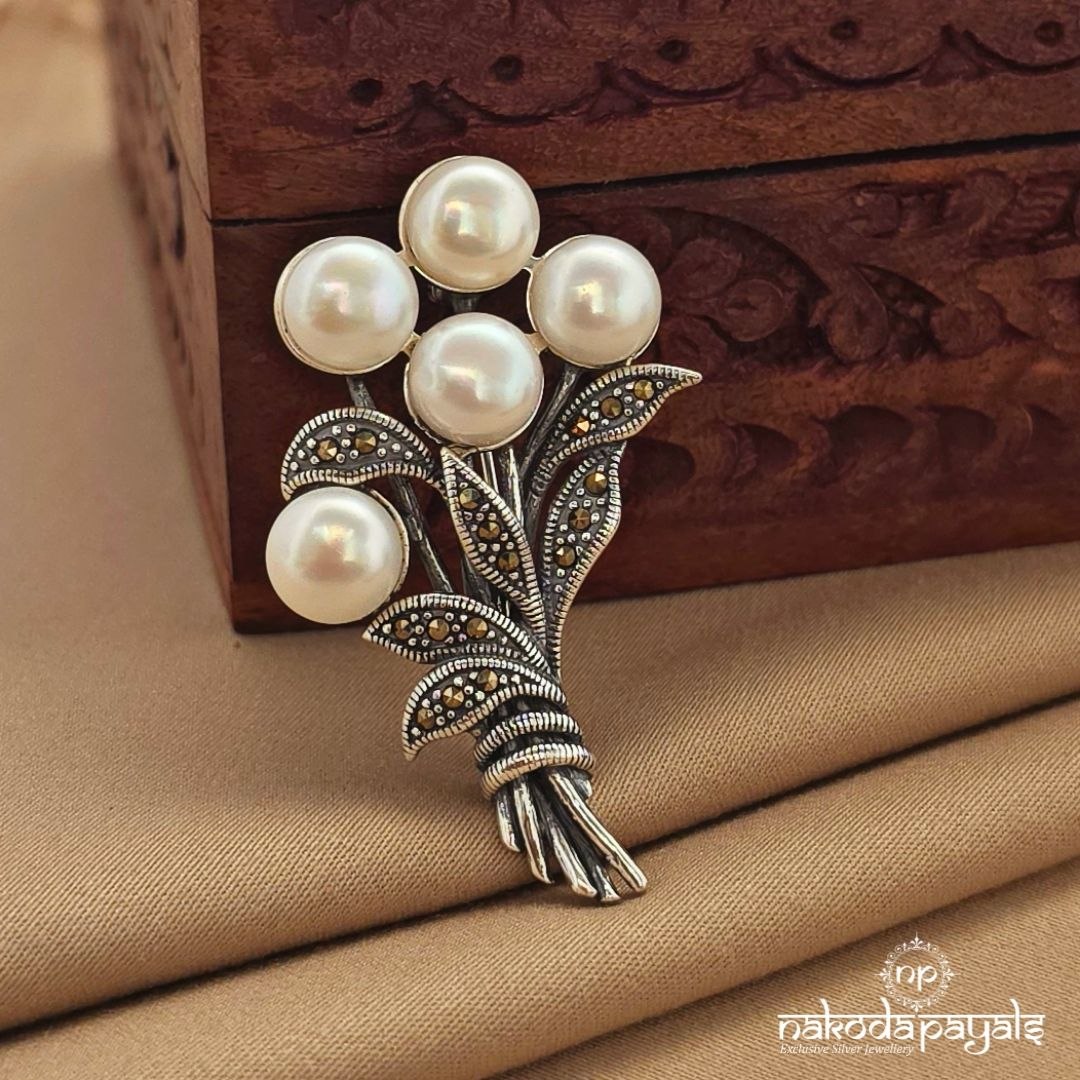 Pearled Marcasite Brooch (St4029)