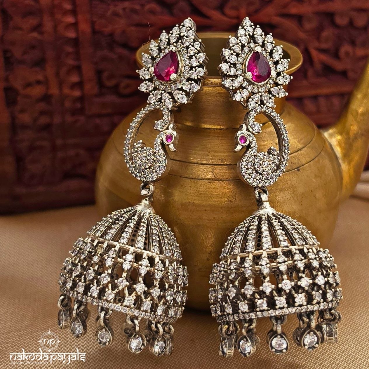 CZ Ruby Jhumka (J1641)