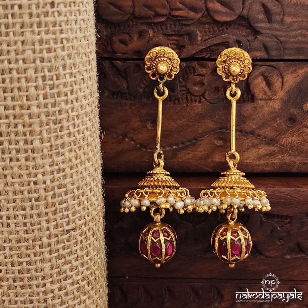 Tangling Red Jhumka (Ge9915)
